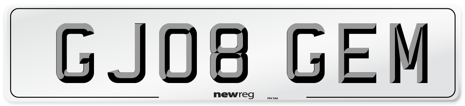 GJ08 GEM Number Plate from New Reg
